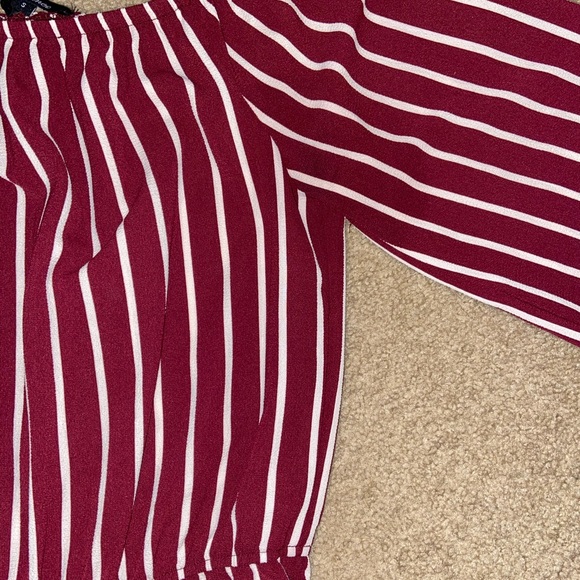 Maroon Off-the-Shoulder Romper - Picture 2 of 3